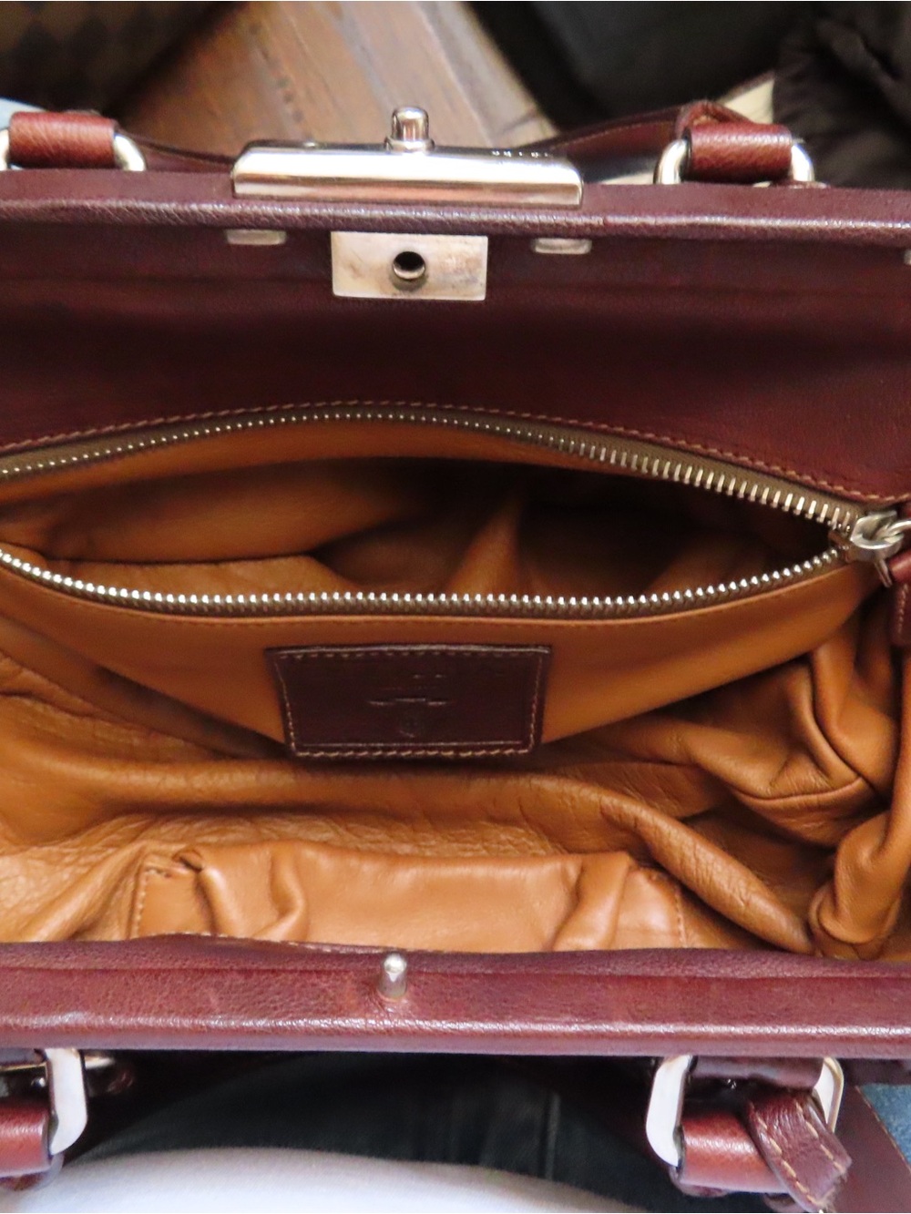 Vintage Prada Brown Leather Doctor Bag Frame Top Handle Handbag - Picture 12 of 16